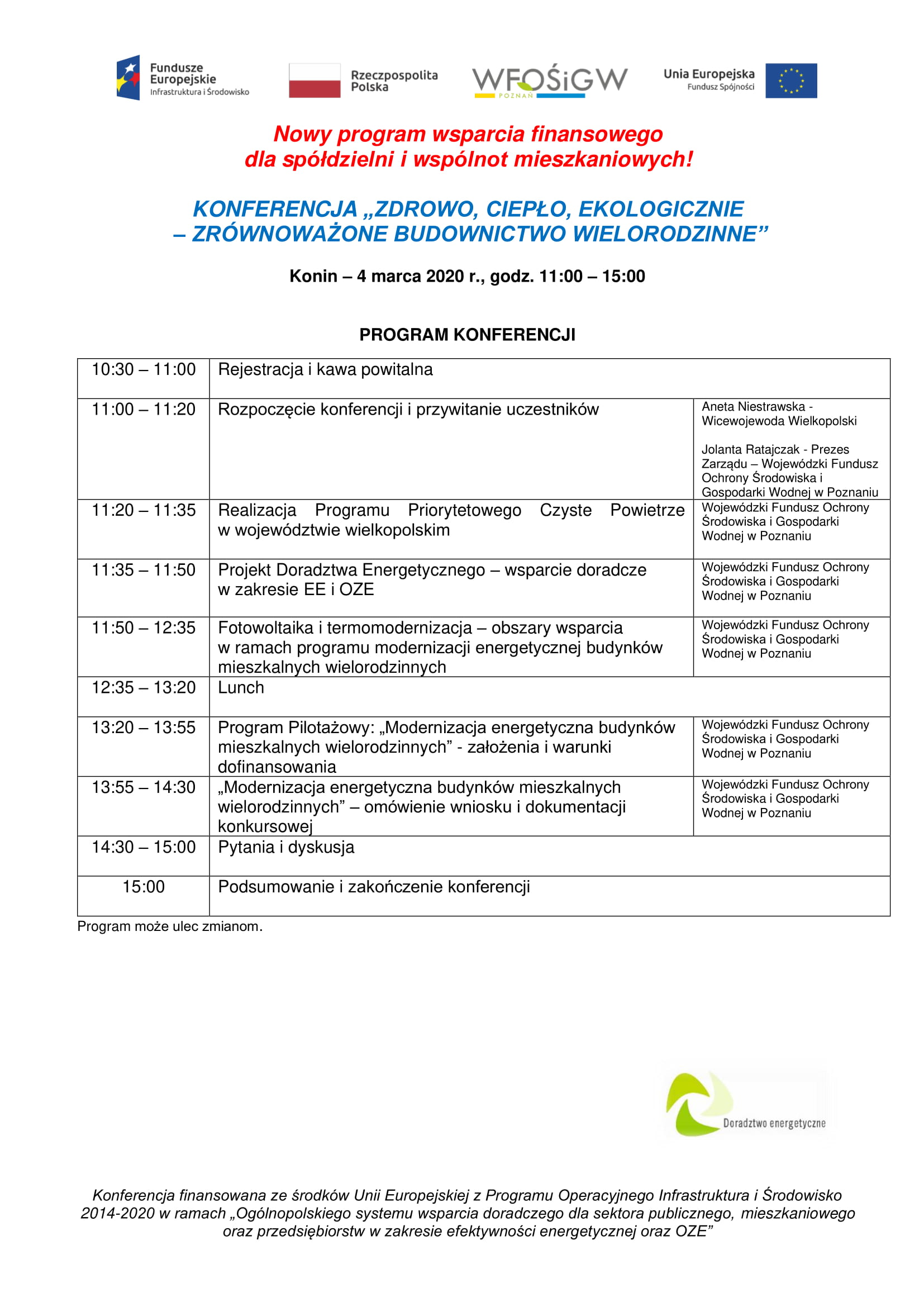Agenda Konferencji Konin 04.03.2020