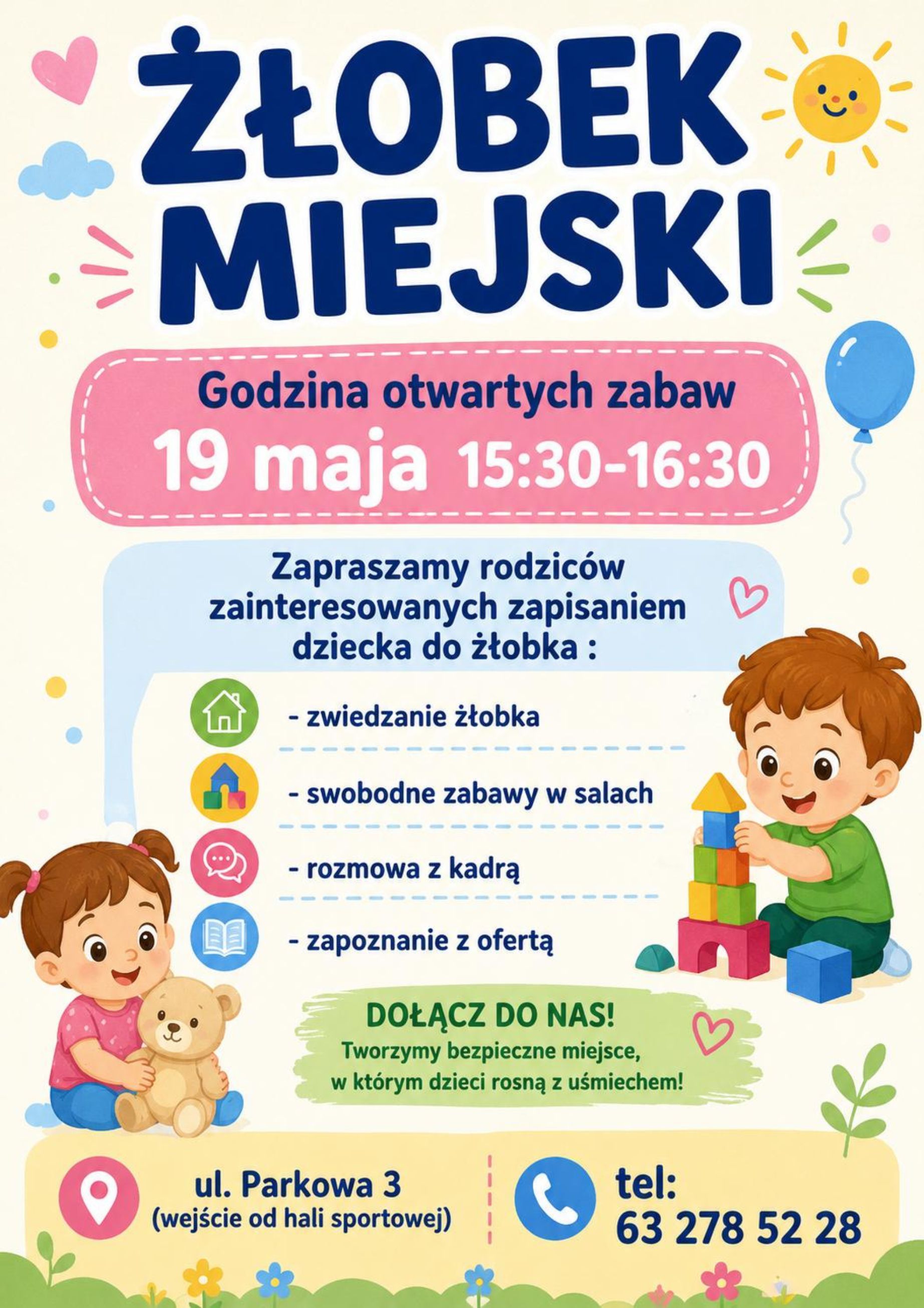 Żłobek Miejski zaprasza na godzinę otwartych zabaw!
