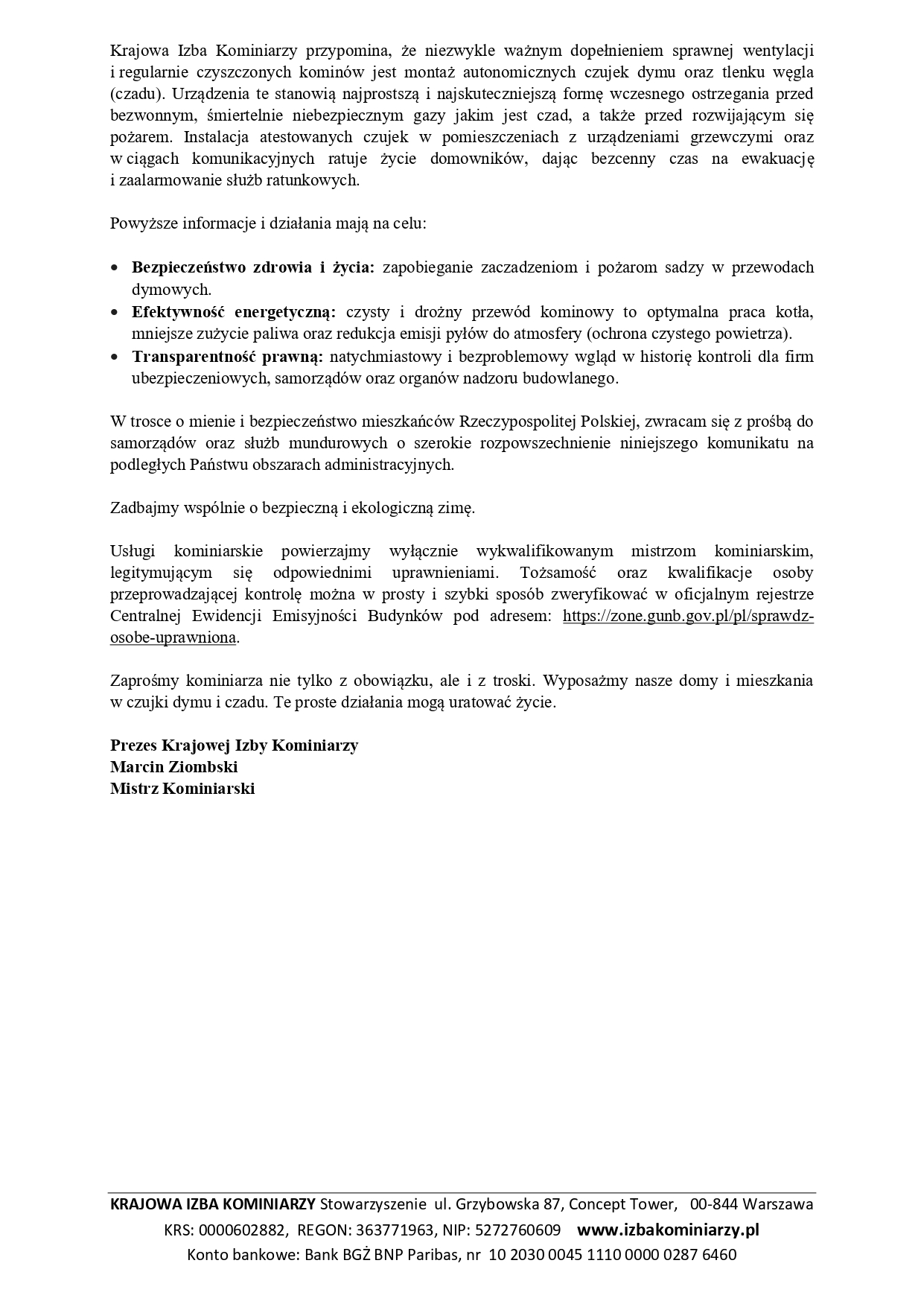 komunikat prezesa krajowej izby kominiarzy 2026 page 0002
